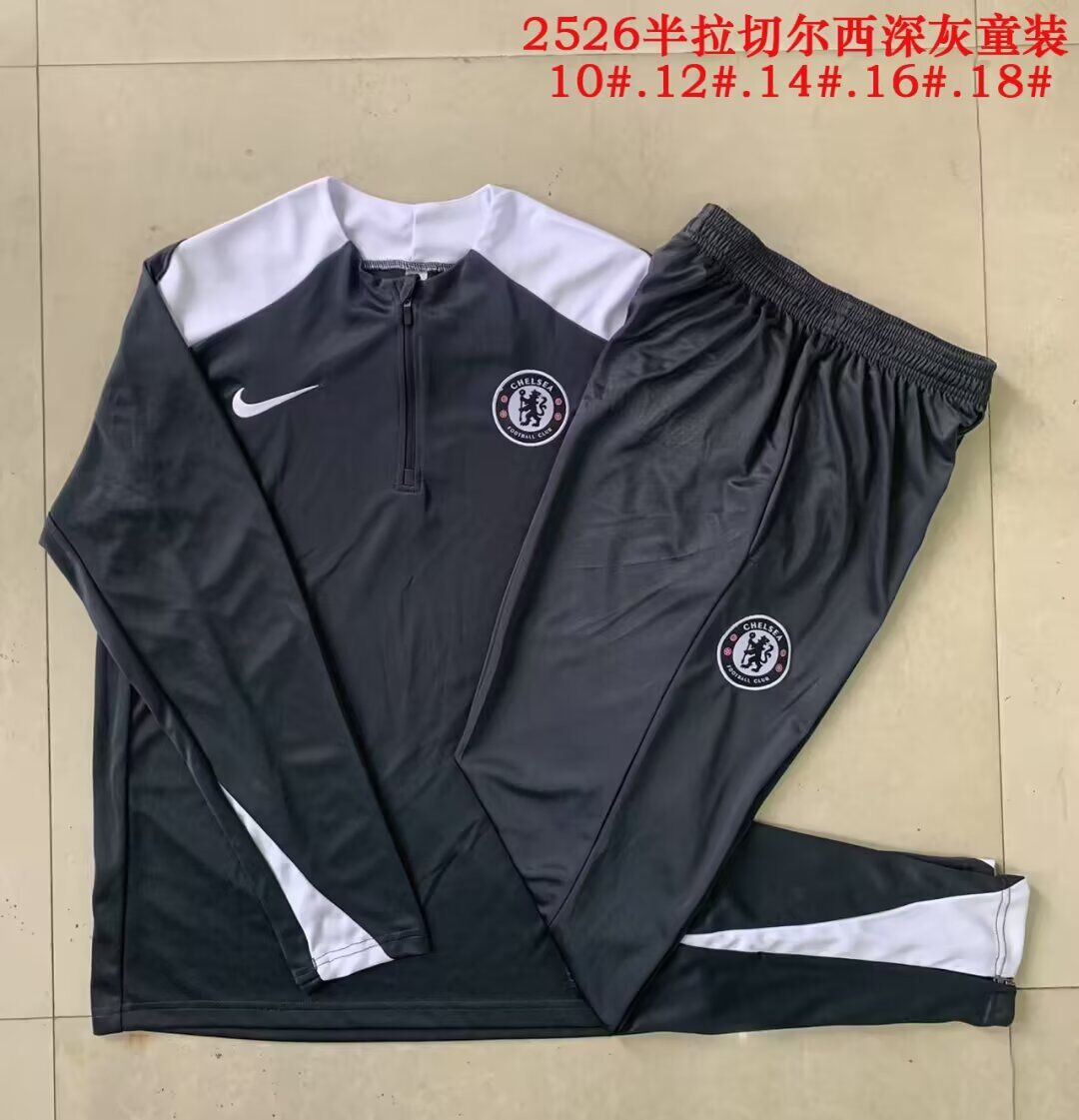 Kids Chelsea 25/26 Tracksuit - White/Dark Grey